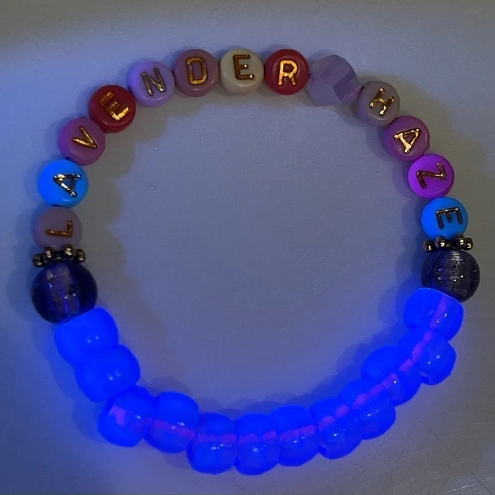 Kandi Swiftie friendship bracelet glow in the dark, stretch festival rave OOAK